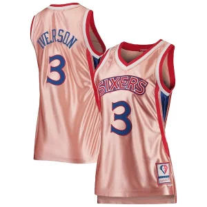 Comodo Magnífico Original Allen Iverson Philadelphia 76ers Women's 75th Anniversary Rose Gold 1996 Swingman Jersey Pink  para la gran final