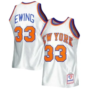 Comodo Patrick Ewing New York Knicks 1985/86 Hardwood Classics 75th Anniversary Swingman Jersey Platinum  para la gran final
