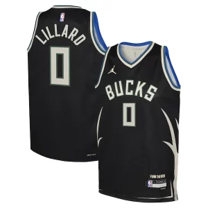 Perfecto Comodo Estupendo Damian Lillard Milwaukee Bucks Jordan Brand Youth Swingman Jersey Statement Edition Black  para la gran final
