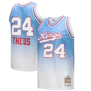 Atractivo Bonito Reggie Theus Sacramento Kings 1985/86 Hardwood Classics Fadeaway Swingman Player Jersey White/Light Blue  para la gran final