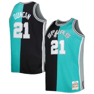 Cool Moderno Magnífico Tim Duncan San Antonio Spurs Big & Tall Hardwood Classics 1998/99 Split Swingman Jersey Black/Teal  para la gran final