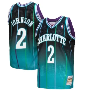 Fantástico Comodo Larry Johnson Charlotte Hornets 1992/93 Hardwood Classics Fadeaway Swingman Player Jersey Teal/Black  para la gran final