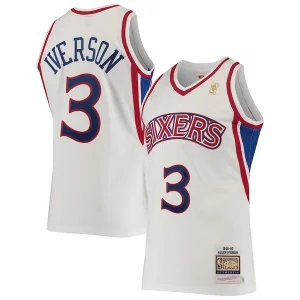 Clásico Resistente Maravilloso Allen Iverson Philadelphia 76ers 1996/97 Hardwood Classics Authentic Jersey White  para la gran final