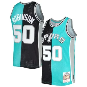 Resistente David Robinson San Antonio Spurs Hardwood Classics 1998/99 Split Swingman Jersey Black/Teal  para la gran final