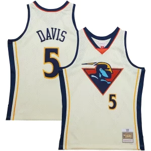 Comodo Clásico Baron Davis Golden State Warriors Chainstitch Swingman Jersey Cream  para la gran final