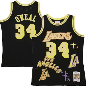 Duradero Shaquille O'Neal Los Angeles Lakers 1996/97 Swingman Sidewalk Sketch Jersey Black  para la gran final