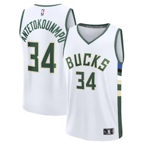 Práctico Ideal Resistente Giannis Antetokounmpo Milwaukee Bucks Fast Break Replica Player Jersey Association Edition White  para la gran final