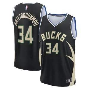 Único Comodo Giannis Antetokounmpo Milwaukee Bucks Youth Fast Break Replica Player Jersey Statement Edition Black  para la gran final