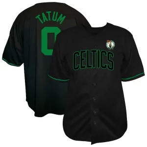 Atractivo Chulo Fantástico Jayson Tatum Boston Celtics Profile Big & Tall Name & Number Button Up Jersey Black  para la gran final