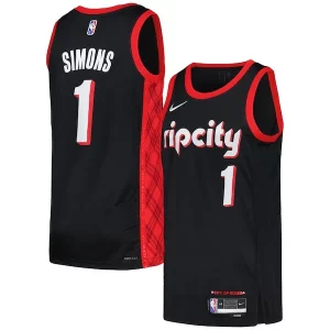 Elegante Cool Anfernee Simons Portland Trail Blazers Nike Swingman Player Jersey City Edition Black/Red  para la gran final