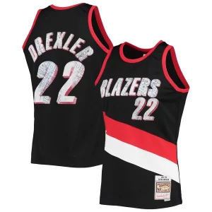 Versátil Clyde Drexler Portland Trail Blazers 1991/92 Hardwood Classics NBA 75th Anniversary Diamond Swingman Jersey Black  para la gran final