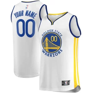 Moderno Golden State Warriors Fast Break Custom Replica Jersey White Association Edition/Royal  para la gran final