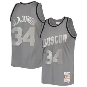 Elegante Hakeem Olajuwon Houston Rockets Hardwood Classics Retired Player 1993/94 Metal Works Swingman Jersey Charcoal  para la gran final