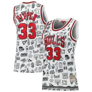 Clásico Comodo Bonito Scottie Pippen Chicago Bulls Women's 1997 Doodle Swingman Jersey White  para la gran final
