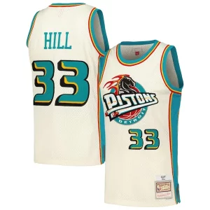 Fácil de llevar Grant Hill Detroit Pistons Chainstitch Swingman Jersey Cream  para la gran final