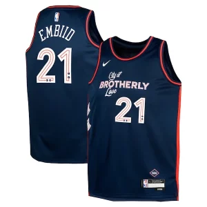 Exquisito Encantador Genial Joel Embiid Philadelphia 76ers Nike Youth Swingman Replica Jersey City Edition Navy  para la gran final