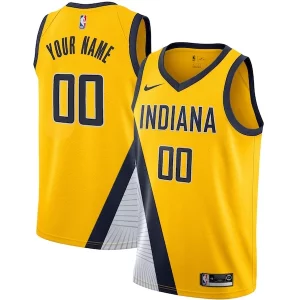 Moderno Ideal Indiana Pacers Nike 2019/20 Custom Swingman Jersey Yellow Statement Edition  para la gran final