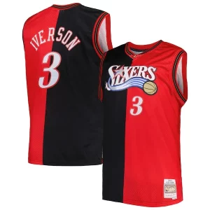 Duradero Allen Iverson Philadelphia 76ers Big & Tall Hardwood Classics 2000/01 Split Swingman Jersey Black/Red  para la gran final