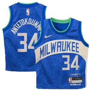 Perfecto Giannis Antetokounmpo Milwaukee Bucks Nike Toddler Swingman Replica Jersey City Edition Royal  para la gran final