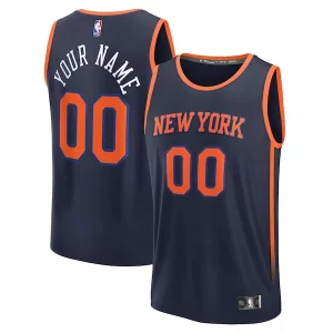 Moderno New York Knicks Custom Fast Break Jersey Navy Statement Edition  para la gran final
