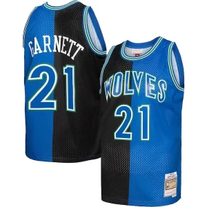 Original Fantástico Sofisticado Kevin Garnett Minnesota Timberwolves Hardwood Classics 1995/96 Split Swingman Jersey Black/Blue  para la gran final