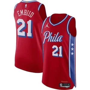 Delicioso Resistente Fácil de llevar Joel Embiid Philadelphia 76ers Jordan Brand Authentic Player Jersey Statement Edition Red  para la gran final