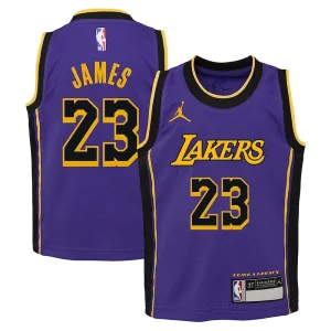 Comodo LeBron James Los Angeles Lakers Jordan Brand Preschool 2022/23 Dri FIT Replica Jersey Statement Edition Purple  para la gran final