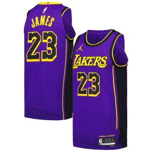 Original Ideal LeBron James Los Angeles Lakers Jordan Brand Authentic Player Jersey Statement Edition Purple  para la gran final