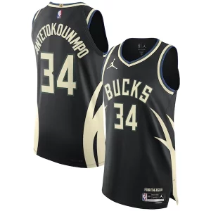 Sofisticado Exquisito Giannis Antetokounmpo Milwaukee Bucks Jordan Brand Authentic Player Jersey Statement Edition Black  para la gran final