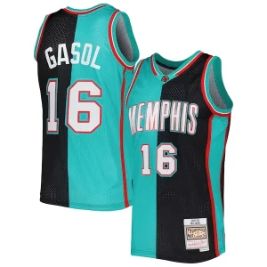 Moderno Estupendo Pau Gasol Memphis Grizzlies Hardwood Classics 2001/02 Split Swingman Jersey Black/Turquoise  para la gran final
