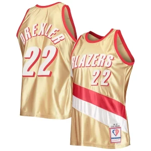 Chulo Maravilloso Moderno Clyde Drexler Portland Trail Blazers 75th Anniversary 1991/92 Hardwood Classics Swingman Jersey Gold  para la gran final