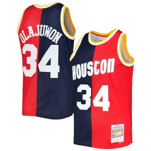 Delicioso Hermoso Sofisticado Hakeem Olajuwon Houston Rockets Hardwood Classics 1993/94 Split Swingman Jersey Navy/Red  para la gran final