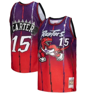 Sofisticado Cool Vince Carter Toronto Raptors 1998/99 Hardwood Classics Fadeaway Swingman Player Jersey Red/Purple  para la gran final