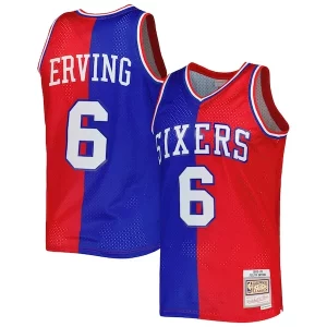 Maravilloso Cool Julius Erving Philadelphia 76ers Hardwood Classics 1982/83 Split Swingman Jersey Royal/Red  para la gran final
