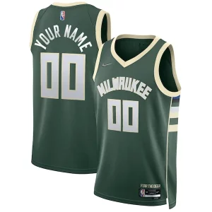 Magnífico Milwaukee Bucks Nike 2021/22 Diamond Swingman Custom Jersey Icon Edition Hunter Green  para la gran final