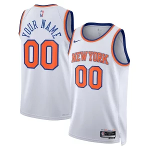 Hermoso Original Fácil de llevar New York Knicks Nike Unisex Swingman Custom Jersey White Association Edition/Blue  para la gran final