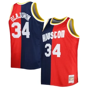 Increíble Delicioso Hakeem Olajuwon Houston Rockets Big & Tall Hardwood Classics 1993/94 Split Swingman Jersey Navy/Red  para la gran final