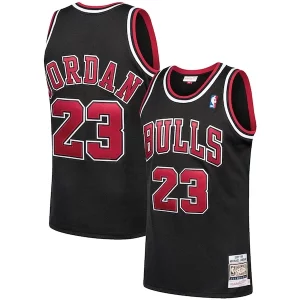 Encantador Michael Jordan Chicago Bulls 1997/98 Hardwood Classics Authentic Jersey Black/Scarlet/White  para la gran final