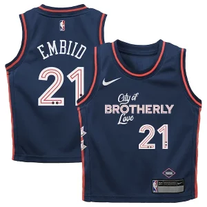 Fácil de llevar Maravilloso Genial Joel Embiid Philadelphia 76ers Nike Preschool Swingman Replica Jersey City Edition Navy  para la gran final