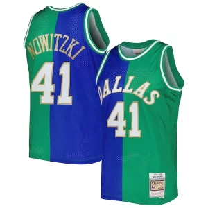 Original Magnífico Dirk Nowitzki Dirk Nowitzki Hardwood Classics 1998/2019 Split Swingman Jersey Blue/Green  para la gran final