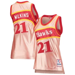 Hermoso Fácil de llevar Dominique Wilkins Atlanta Hawks Women's 75th Anniversary Rose Gold 1986 Swingman Jersey Pink  para la gran final
