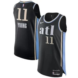 Original Hermoso Nike Trae Young Atlanta Hawks Authentic Jersey City Edition Black  para la gran final