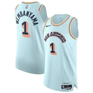 Increíble Práctico Victor Wembanyama San Antonio Spurs Nike 2024/25 Authentic Player Jersey City Edition Light Blue  para la gran final