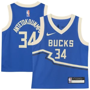 Práctico Giannis Antetokounmpo Milwaukee Bucks Nike Toddler 2024/25 Swingman Player Jersey City Edition Royal  para la gran final