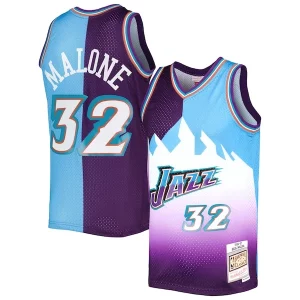 Perfecto Karl Malone Utah Jazz Hardwood Classics 1996/97 Split Swingman Jersey Purple/Turquoise  para la gran final