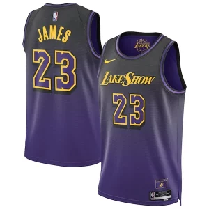 Moderno Práctico LeBron James Los Angeles Lakers Nike Unisex 2024/25 Swingman Player Jersey City Edition Purple  para la gran final