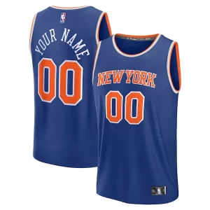 Fácil de llevar New York Knicks Custom Fast Break Jersey Blue Icon Edition  para la gran final