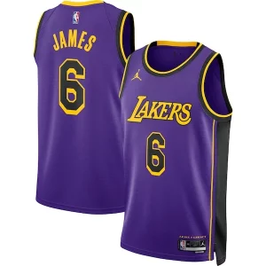 Sofisticado LeBron James Los Angeles Lakers Jordan Brand Unisex Swingman Jersey Statement Edition Purple  para la gran final