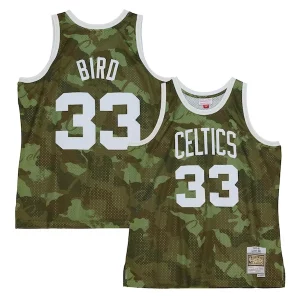 Cool Exquisito Larry Bird Boston Celtics Hardwood Classics 1985/86 Ghost Green Swingman Jersey Camo  para la gran final