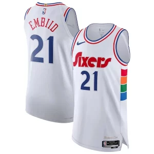Resistente Joel Embiid Philadelphia 76ers Nike 2024/25 Authentic Player Jersey City Edition White  para la gran final